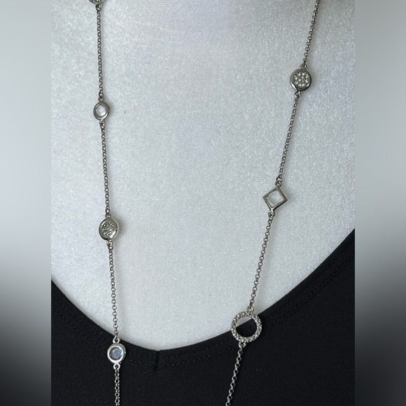 Lia Sophia Sultry Cut Crystals & Silver Rings Long Necklace - Picture 2 of 5
